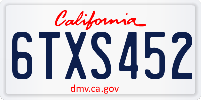 CA license plate 6TXS452