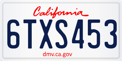 CA license plate 6TXS453