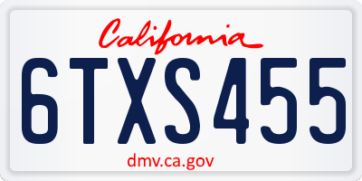CA license plate 6TXS455