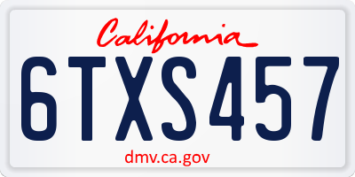 CA license plate 6TXS457