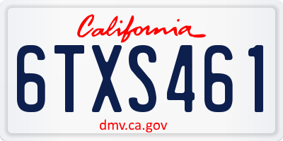 CA license plate 6TXS461