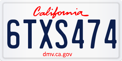 CA license plate 6TXS474
