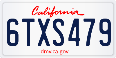CA license plate 6TXS479