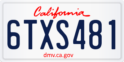 CA license plate 6TXS481
