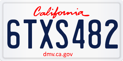 CA license plate 6TXS482