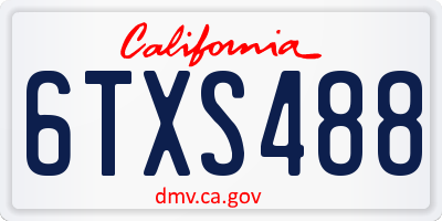 CA license plate 6TXS488
