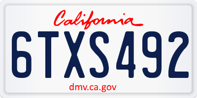CA license plate 6TXS492