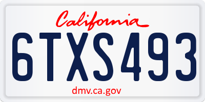CA license plate 6TXS493