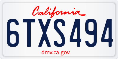 CA license plate 6TXS494