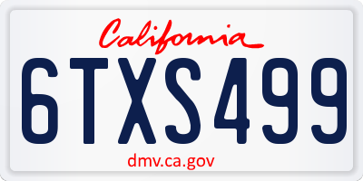 CA license plate 6TXS499
