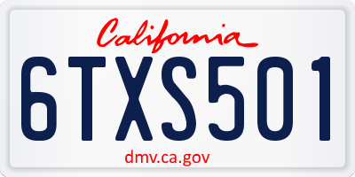 CA license plate 6TXS501