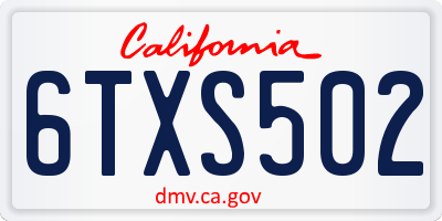 CA license plate 6TXS502