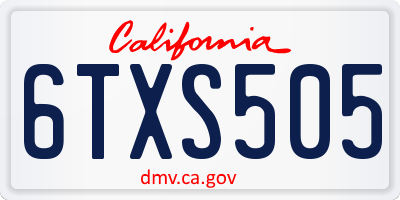 CA license plate 6TXS505