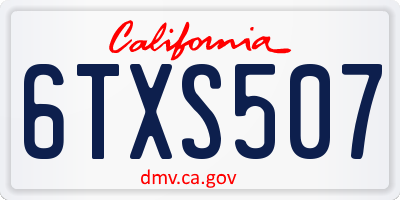 CA license plate 6TXS507