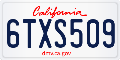 CA license plate 6TXS509