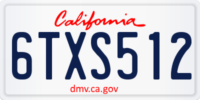 CA license plate 6TXS512