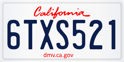 CA license plate 6TXS521