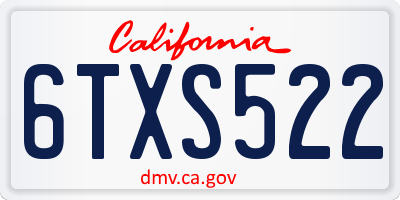 CA license plate 6TXS522