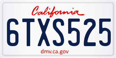 CA license plate 6TXS525
