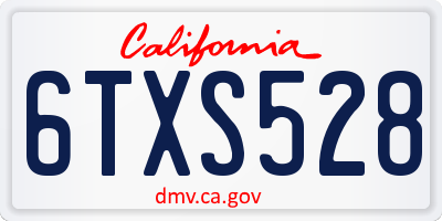 CA license plate 6TXS528