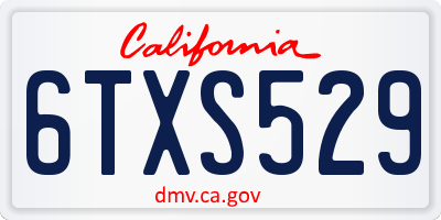 CA license plate 6TXS529