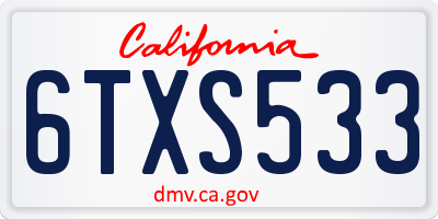 CA license plate 6TXS533
