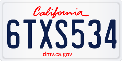 CA license plate 6TXS534