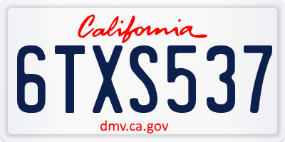 CA license plate 6TXS537
