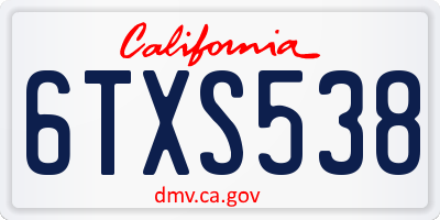 CA license plate 6TXS538