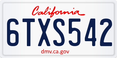 CA license plate 6TXS542