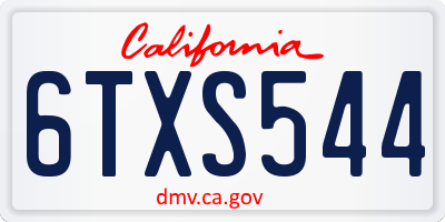 CA license plate 6TXS544
