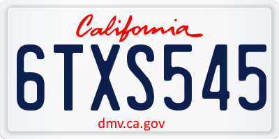 CA license plate 6TXS545