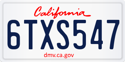 CA license plate 6TXS547