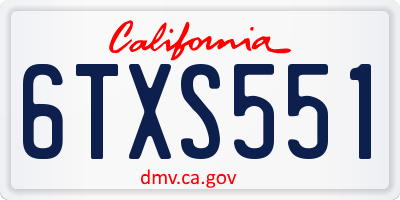 CA license plate 6TXS551