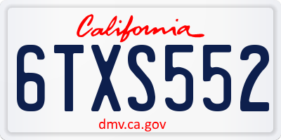 CA license plate 6TXS552