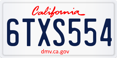 CA license plate 6TXS554