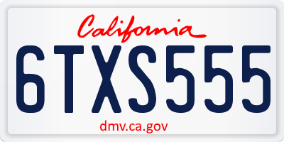 CA license plate 6TXS555