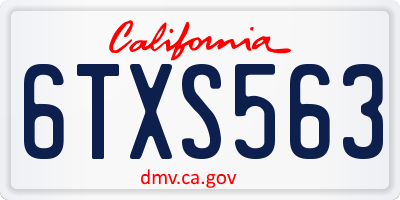 CA license plate 6TXS563
