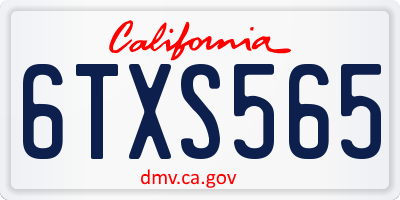 CA license plate 6TXS565