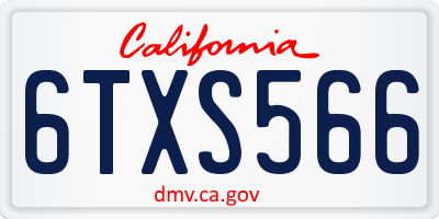 CA license plate 6TXS566