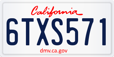 CA license plate 6TXS571