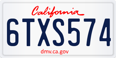 CA license plate 6TXS574