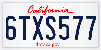 CA license plate 6TXS577
