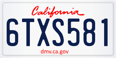 CA license plate 6TXS581