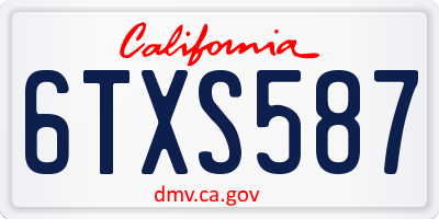 CA license plate 6TXS587