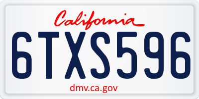 CA license plate 6TXS596
