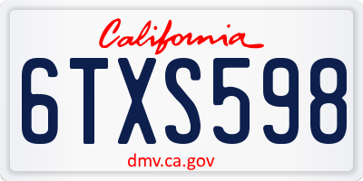 CA license plate 6TXS598