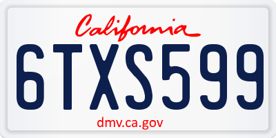 CA license plate 6TXS599