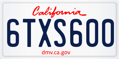 CA license plate 6TXS600