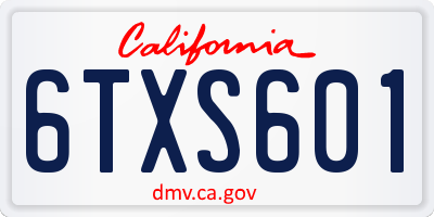 CA license plate 6TXS601